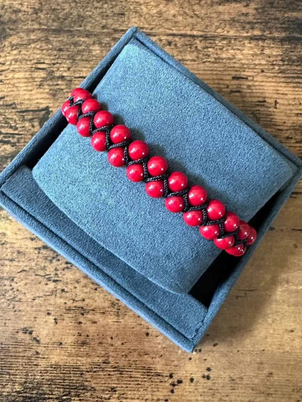David Yurman Spiritual Beads Two-Row Woven Bracelet w/ Red Coral - RARE